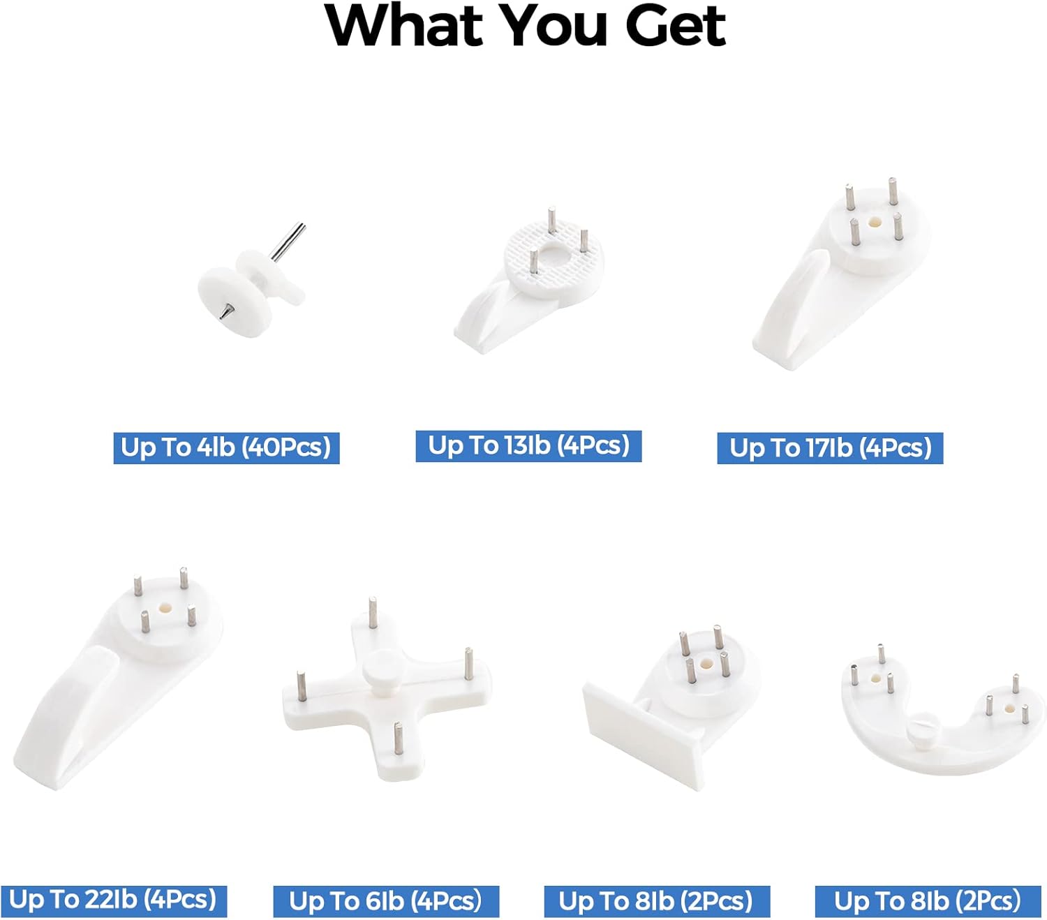 eletecpro Kit de 62 piezas para colgar cuadros para marco de fotos, colgador de pared de hormigón sin daños, ganchos invisibles para pared dura,
