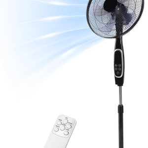 Simple Deluxe Ventilador avanzado de 16 pulgadas con control remoto, altura ajustable, 3 velocidades, oscilación de 45 grados y temporizador para Simple Deluxe Ventilador avanzado de 16 pulgadas con control remoto, altura ajustable, 3 velocidades, oscilación de 45 grados y temporizador para