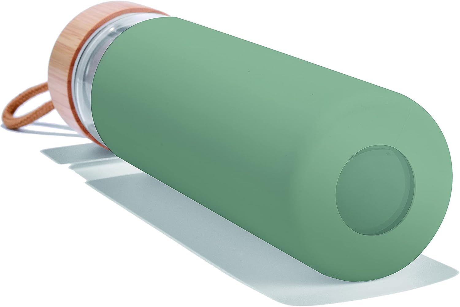Botella de agua de vidrio de borosilicato de 20 onzas con tapa de bambú y funda de silicona, reutilizable, sin BPA, botella de vidrio con tapas,