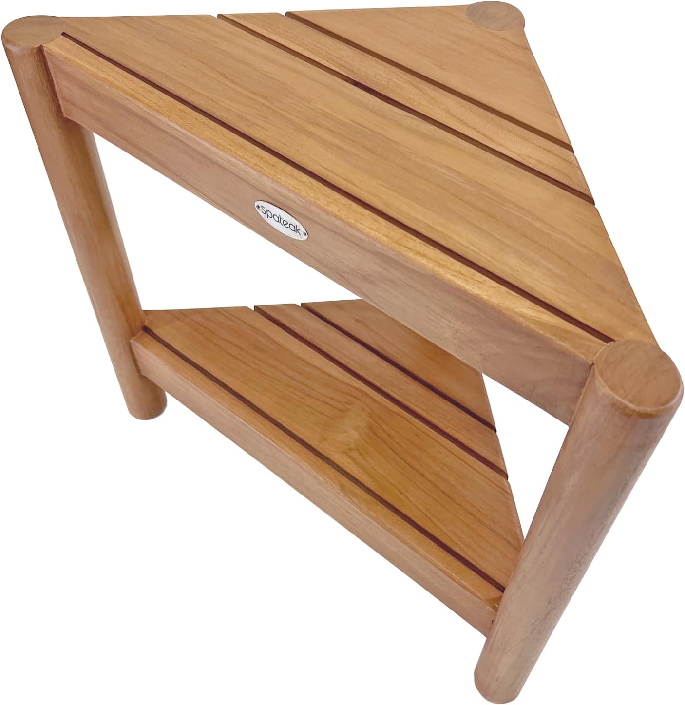 Asta Select – Taburete de ducha de esquina de teca maciza, taburete de madera de teca Poratble para spaduchainteriorexterior con estante de