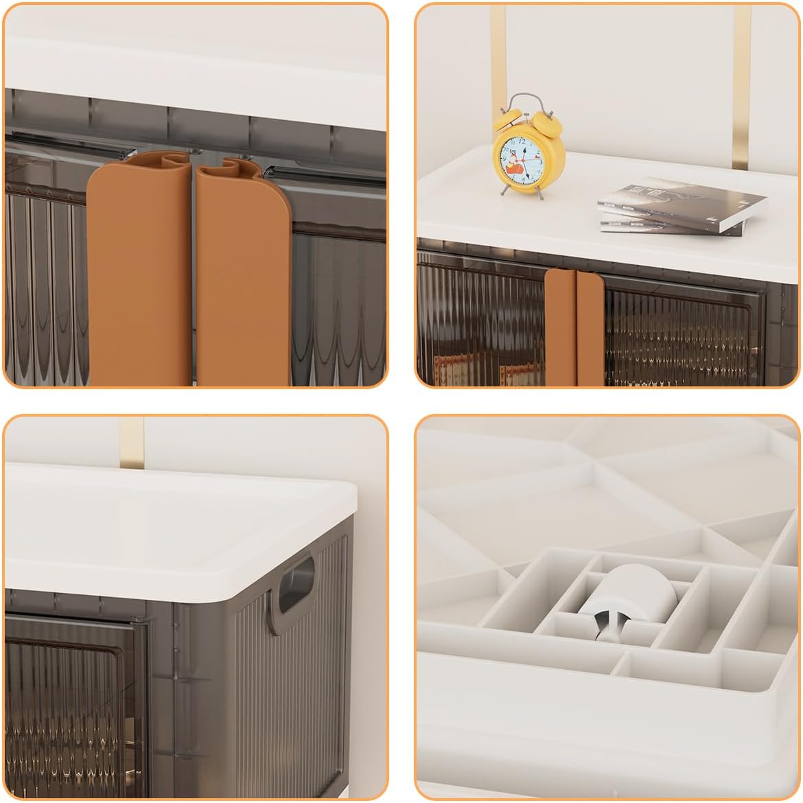 Contenedores de almacenamiento con tapas, contenedores de almacenamiento plegables con puerta, 5 x 34 cuartos de galón de plástico para organizador