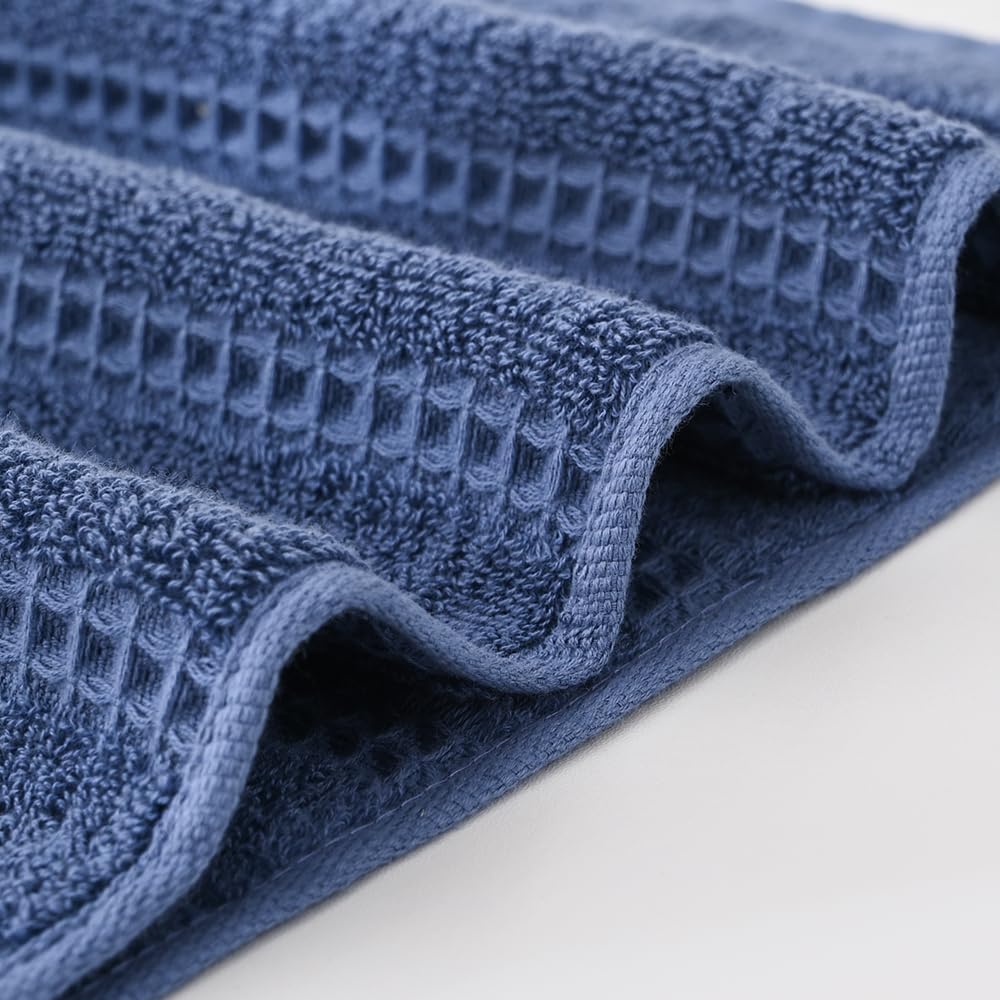 Toallas de mano azul marino, 100% algodón, tejido a rayas, de secado rápido, toallas de cocina ultra absorbentes y ligeras para baño (2 piezas,