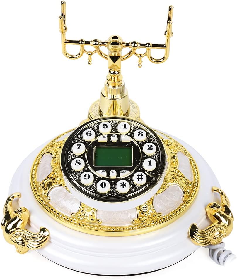 Royal Vintage Teléfono de escritorio antiguo de oro blanco de lujo retro europeo antiguo Teléfono vintage para el hogar y la oficina