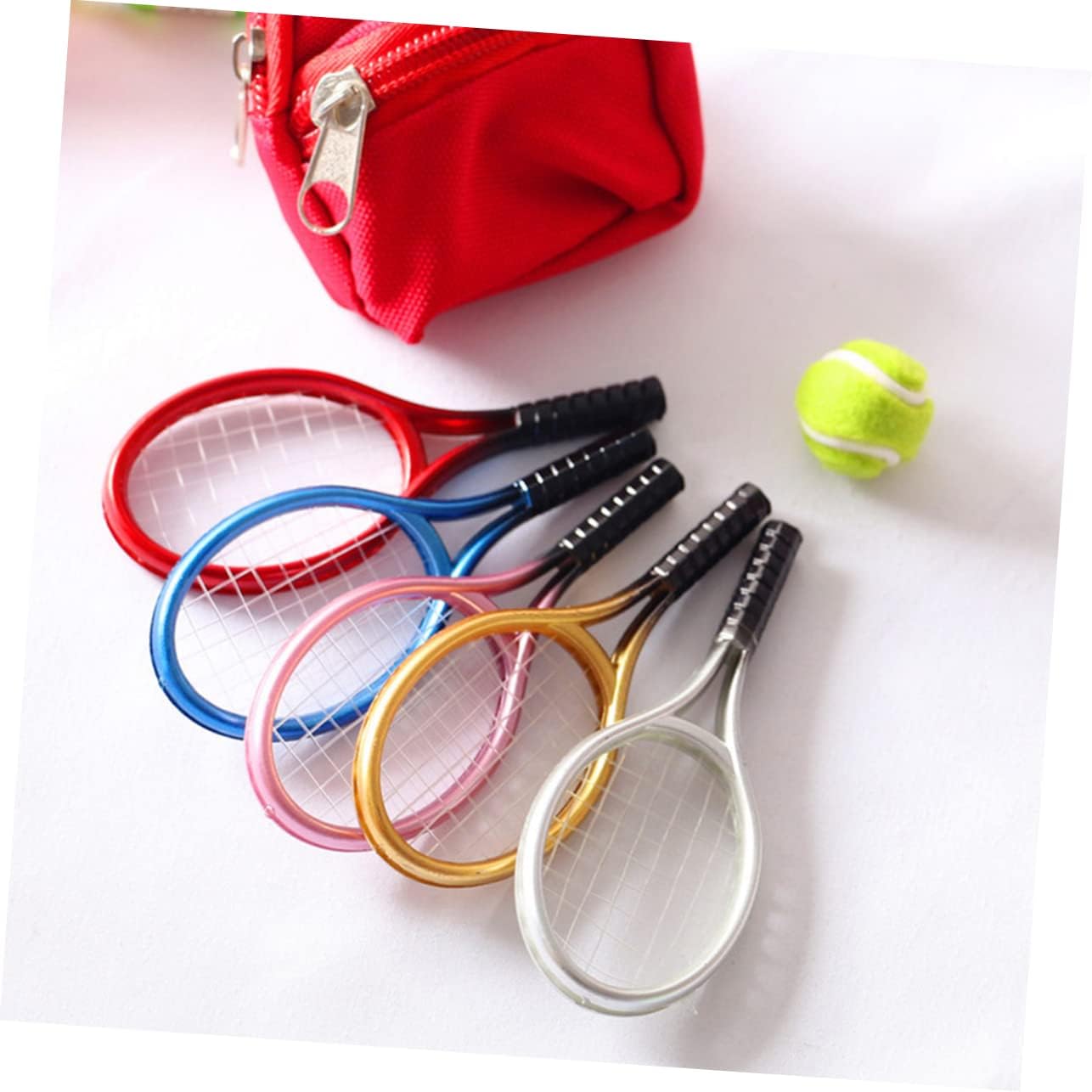 Abaodam 1 juego de raqueta de tenis de tenis en miniatura miniaturas decoración mini raquetas de tenis de plástico modelos de tenis en miniatura,