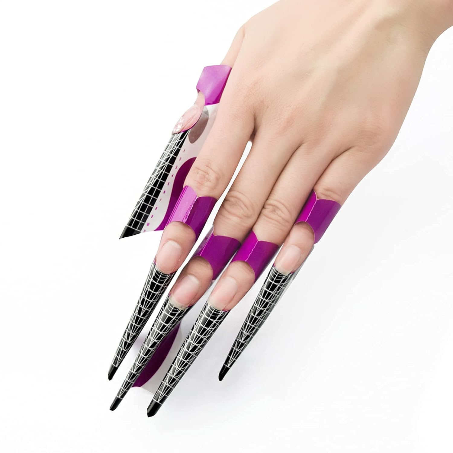 100 Uds. Profesional Stiletto Nail Forms Acrílico Curva Uñas UV Gel Extensión de Uñas de Uñas Guía de Arte de Uñas Adhesivo Adhesivo Adhesivo