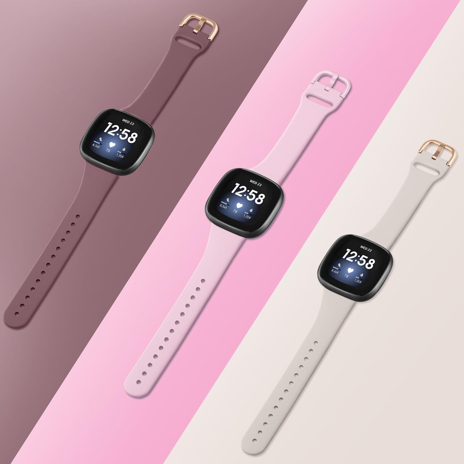 Tobfit Correas deportivas delgadas compatibles con Fitbit Versa 4, Fitbit Versa 3, SenseFitbit Sense 2, correas de reloj para mujeres y hombres,