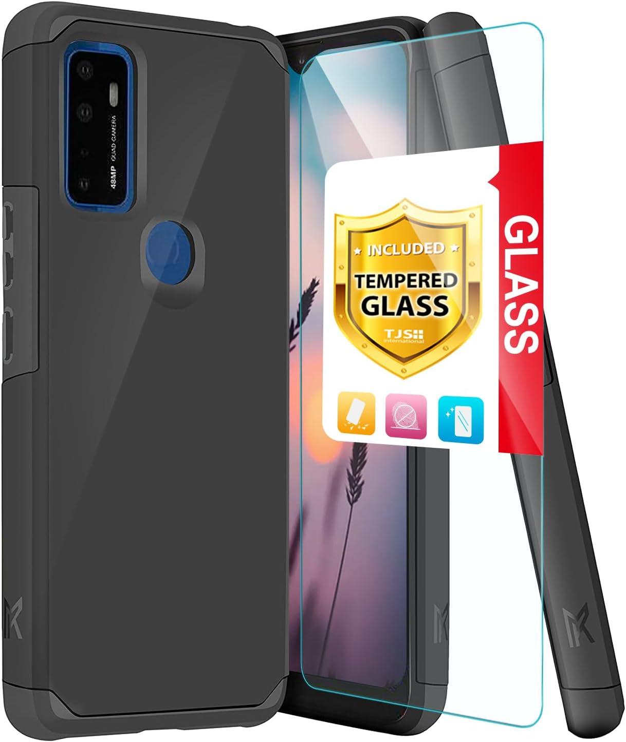 TJS Compatible con AT&T Radiant Max 5G 6.8 pulgadasCricket Dream 5GCricket Innovate 5GAT&T Fusion 5G, con protector de pantalla de vidrio templado,