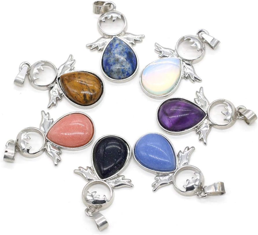 Zotoone 7 dijes de cristal de piedra natural, ángulo de 7 chakras, colgantes de piedras preciosas curativas para manualidades, collares, pulseras,