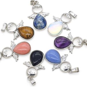 Zotoone 7 dijes de cristal de piedra natural, ángulo de 7 chakras, colgantes de piedras preciosas curativas para manualidades, collares, pulseras, Zotoone 7 dijes de cristal de piedra natural, ángulo de 7 chakras, colgantes de piedras preciosas curativas para manualidades, collares, pulseras,