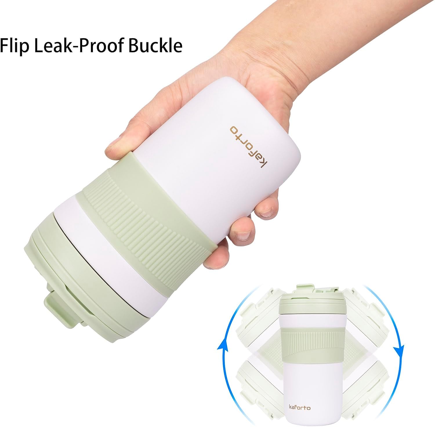 Taza de café de viaje de 15 onzas, tazas de café aisladas con tapa abatible, tazas de café de acero inoxidable a prueba de derrames, vasos de vacío