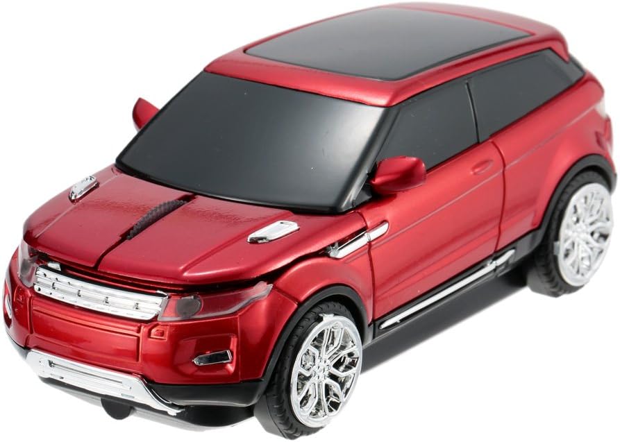 ECOiNVA Ratón inalámbrico para coche deportivo Ratón de computadora portátil de escritorio Ratones ópticos 2.4G (rojo)
