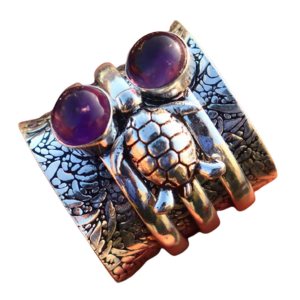 Purple Amethyst Double Round Gemstone Turtle Unique Design Spinner Ring, Solid 925 Sterling Silver Thumb Ring Wide Band Ring, Handmade Beautiful Purple Amethyst Double Round Gemstone Turtle Unique Design Spinner Ring, Solid 925 Sterling Silver Thumb Ring Wide Band Ring, Handmade Beautiful