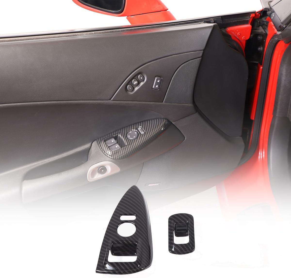 ABS Interruptor de elevación de ventana de coche Panel de botón Cubierta de marco Decoración Adhesivo para Chevrolet Corvette C6 2005-2013 Marco de