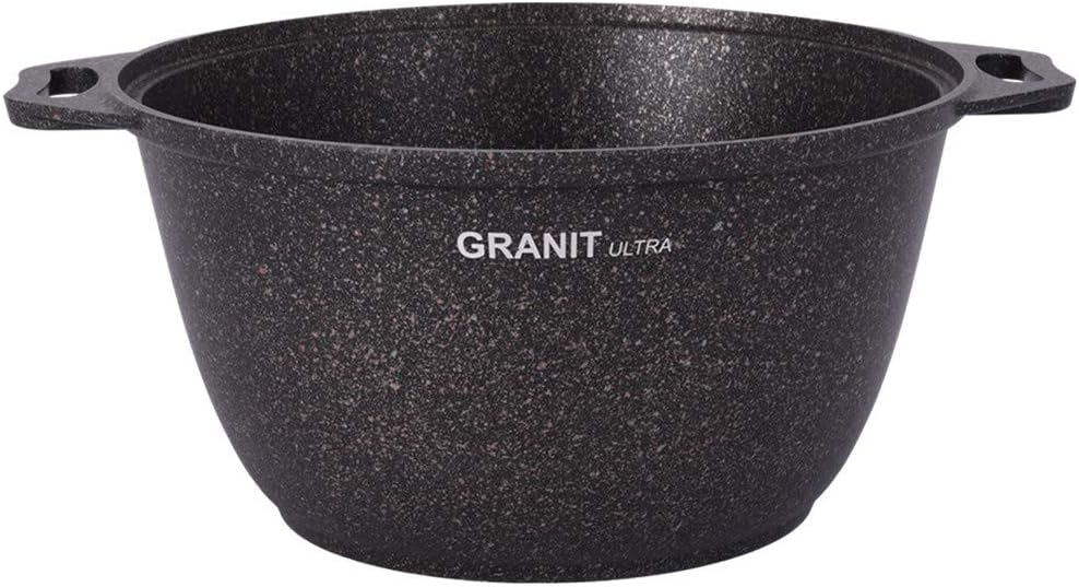 Olla de aluminio con tapa de vidrio “Granit ultra” Olla de cocina (4.2 cuartos de galón))