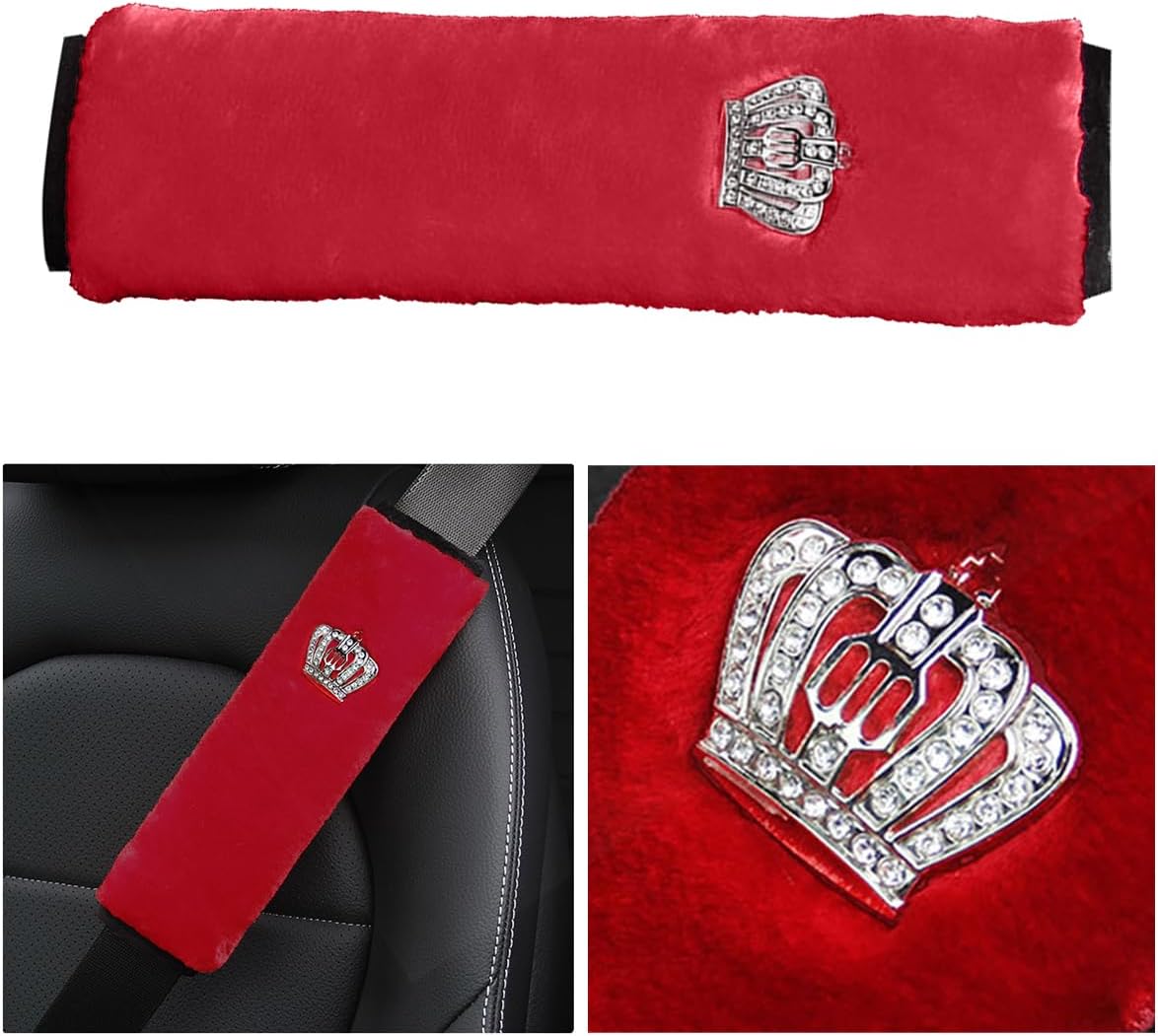 Almohadillas para cinturón de seguridad de automóvil con corona, fundas universales para correa de hombro para cinturón de seguridad, almohadilla de