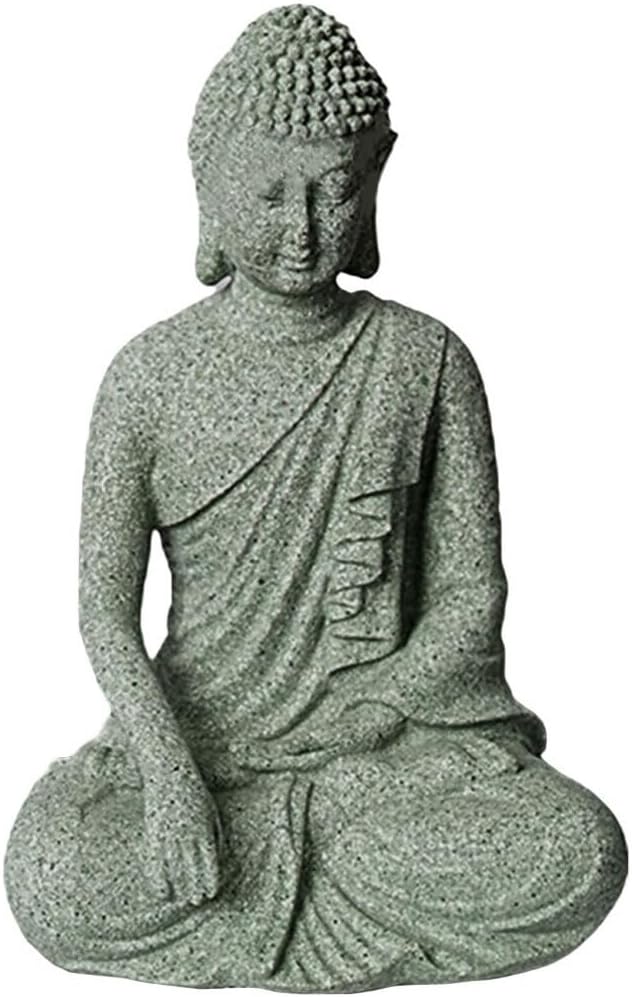 HOMSFOU Suministros de paisaje para pecera, decoración de Buda meditante, escultura de Buda antigua, decoración de escritorio, bendición, decoración