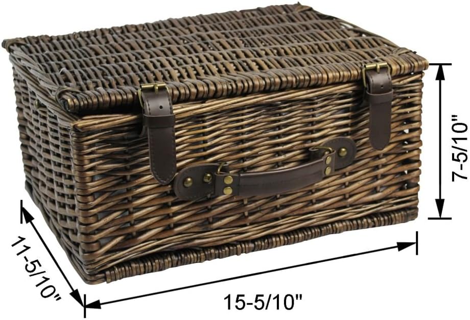 Cesta de picnic de mimbre para 2 personas con manta de picnic impermeable, juego de picnic para 2 personas con alfombrilla de playa a prueba de
