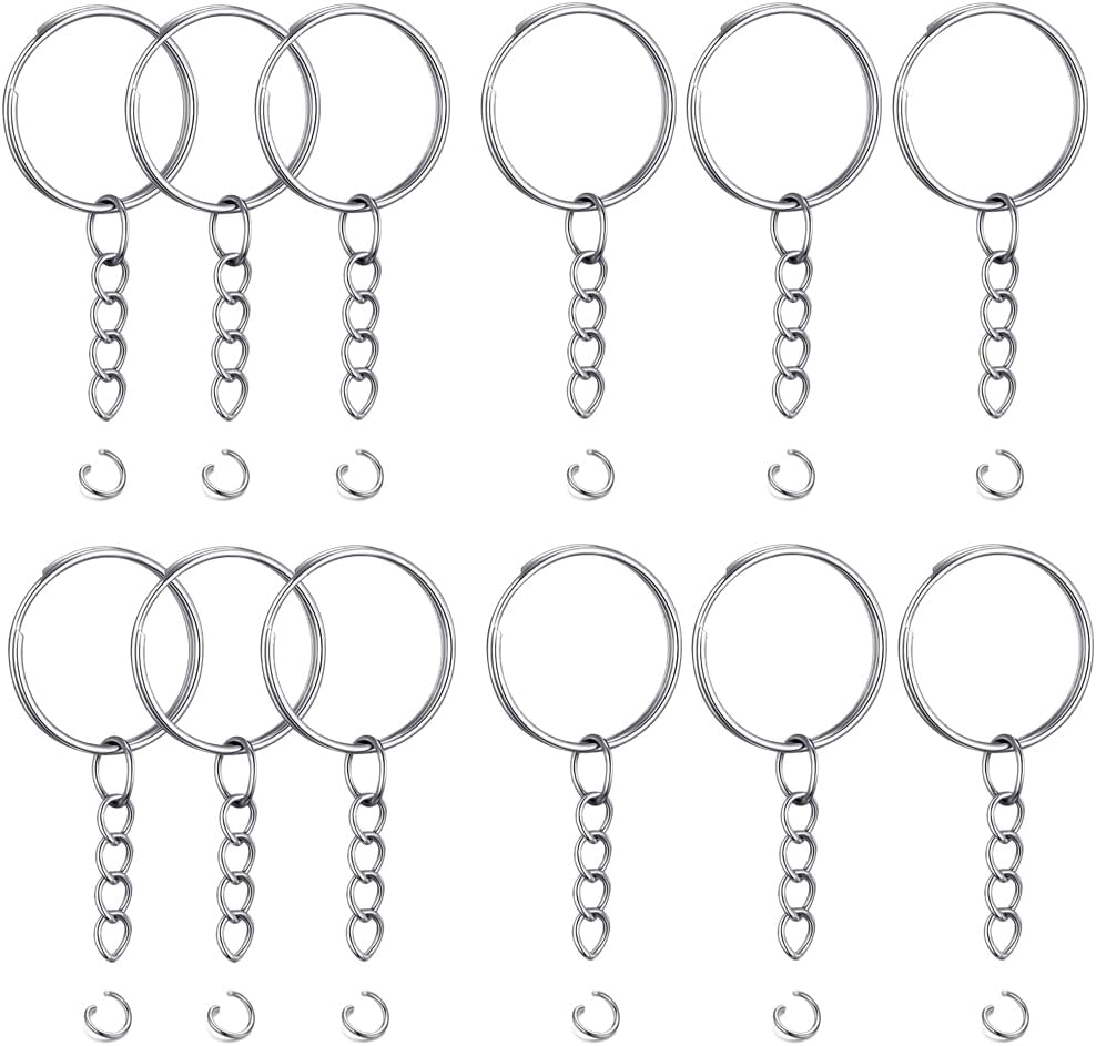 100 llaveros divididos con cadenas, eslabones abiertos, anillos de salto para manualidades, manualidades, suministros para fabricar llaveros, kit de