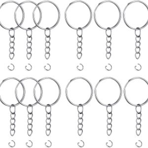 100 llaveros divididos con cadenas, eslabones abiertos, anillos de salto para manualidades, manualidades, suministros para fabricar llaveros, kit de 100 llaveros divididos con cadenas, eslabones abiertos, anillos de salto para manualidades, manualidades, suministros para fabricar llaveros, kit de