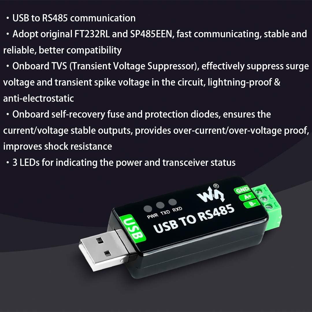Adaptador industrial del convertidor USB a RS485 original FT232RL y SP485EEN Comunicación rápida circuitos de protección integrados Fusible