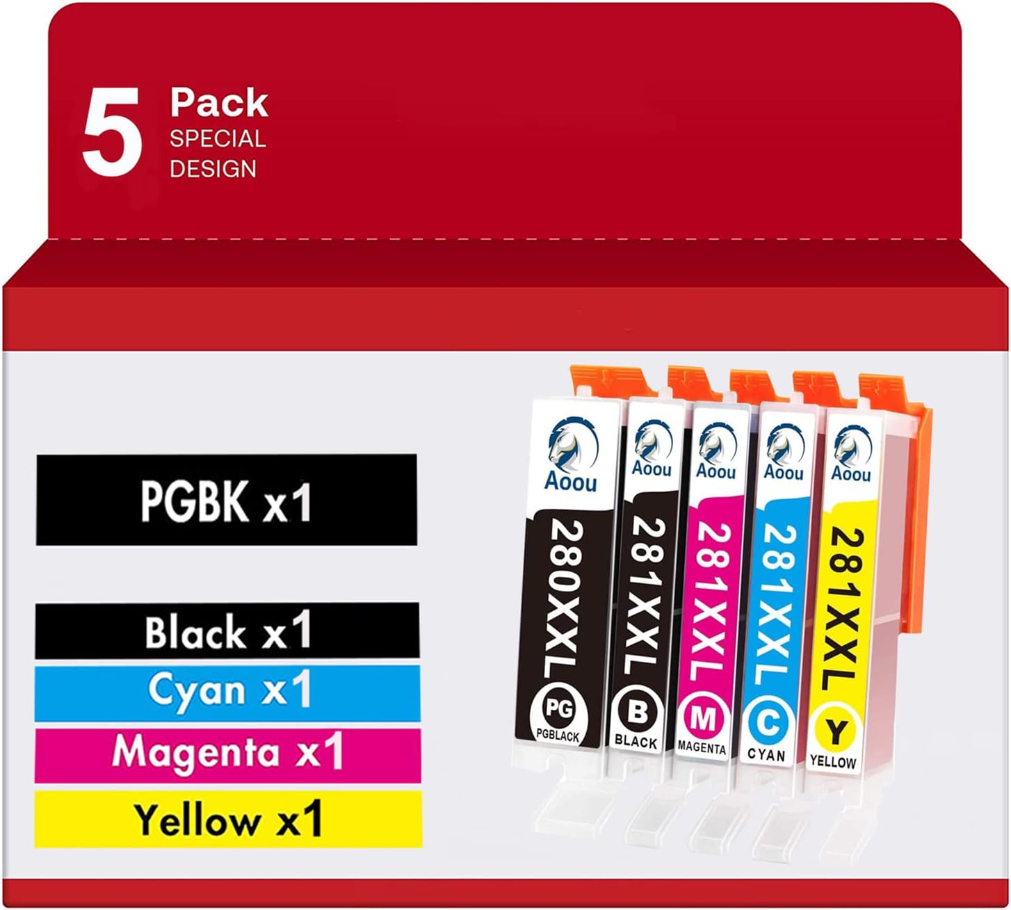 Aoou PGI-280 CLI-281 Cartuchos de tinta compatibles de repuesto para PGI-280XXL CLI-281XXL para usar con impresoras PIXMA TS9120 TS8120 TS8220