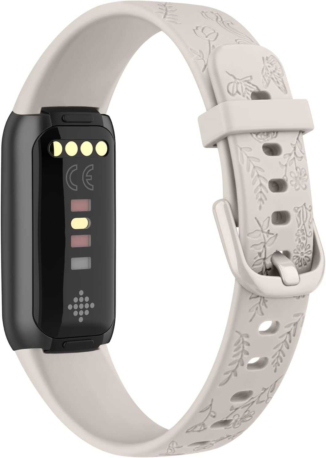 Amzpas Correa grabada para Fitbit Luxe para mujer, diseño floral, de silicona, impermeable, correa de repuesto compatible con Fitbit Luxe Fitness