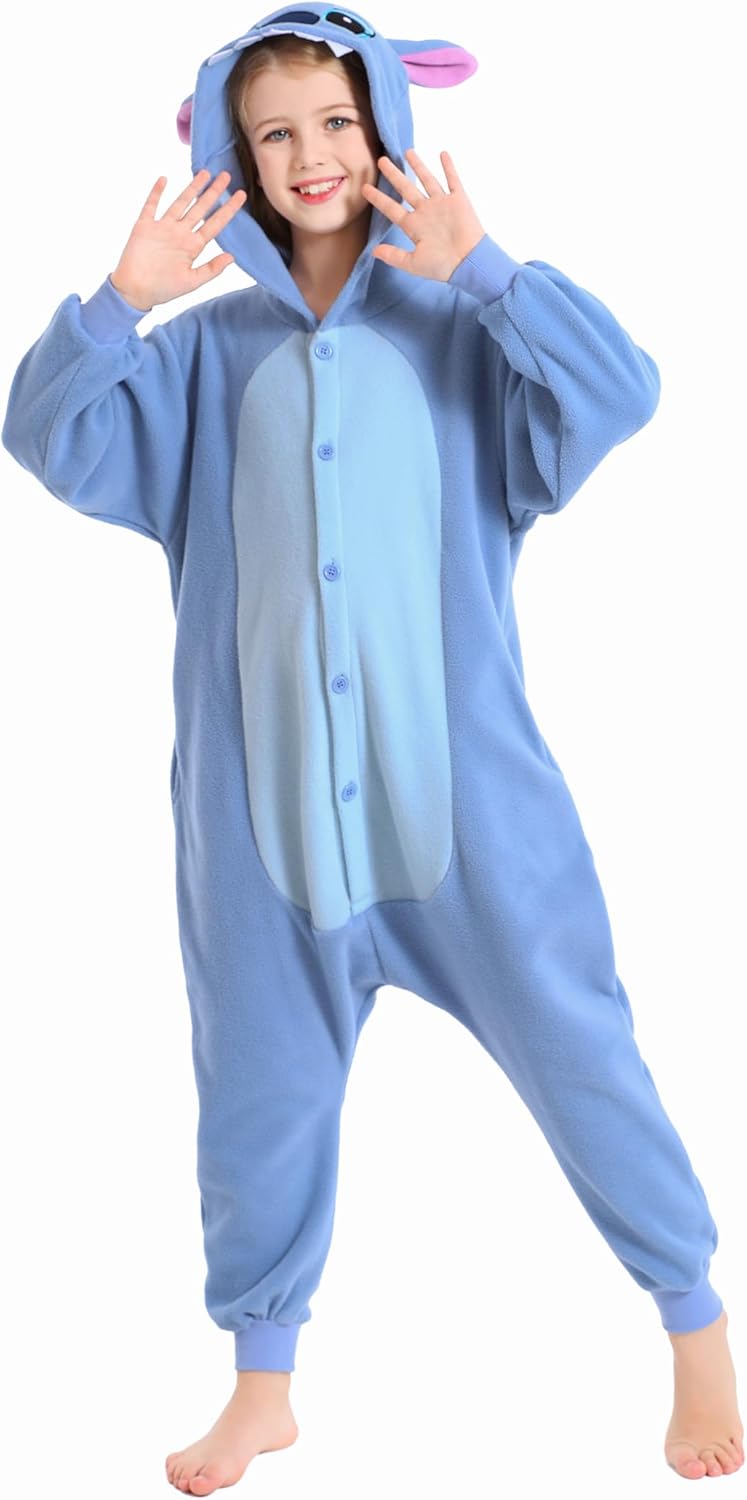 Polyster, disfraz unisex de Halloween para niños, disfraz para cosplay de animé, de una pieza para niñas y niños de 10 a 12 años (10 (125 #), azul)