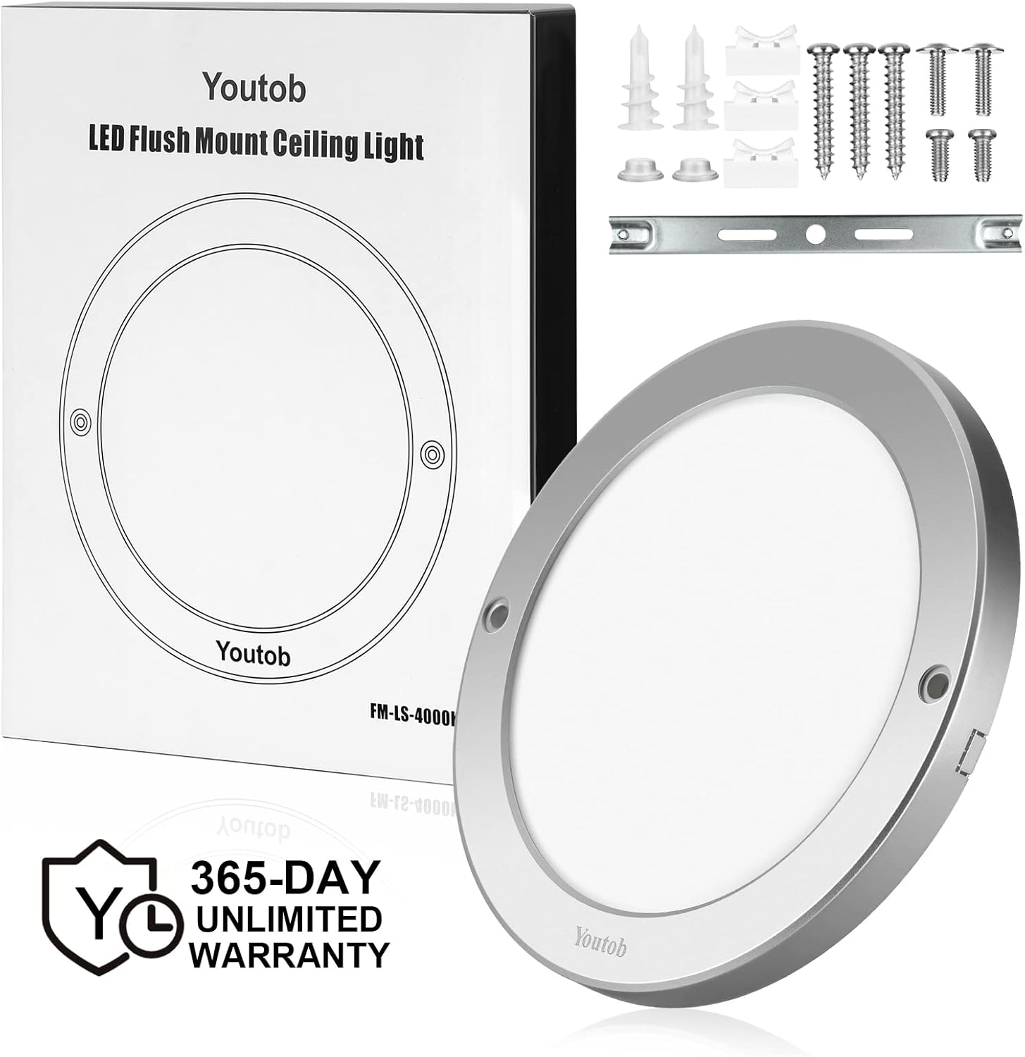 Youtob Lámpara de techo LED de montaje empotrado, ajustable de 10 W12 W18 W, plata cepillada, 3 colores, accesorio de iluminación redonda para