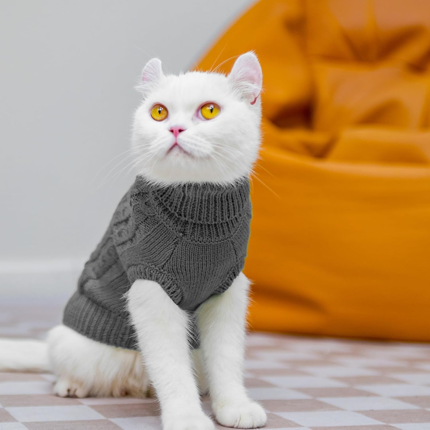 PUPTECK Abrigo de invierno para gatos, ropa de punto suave y cálida para clima frío, para gatitos y perros pequeños en interiores y exteriores,