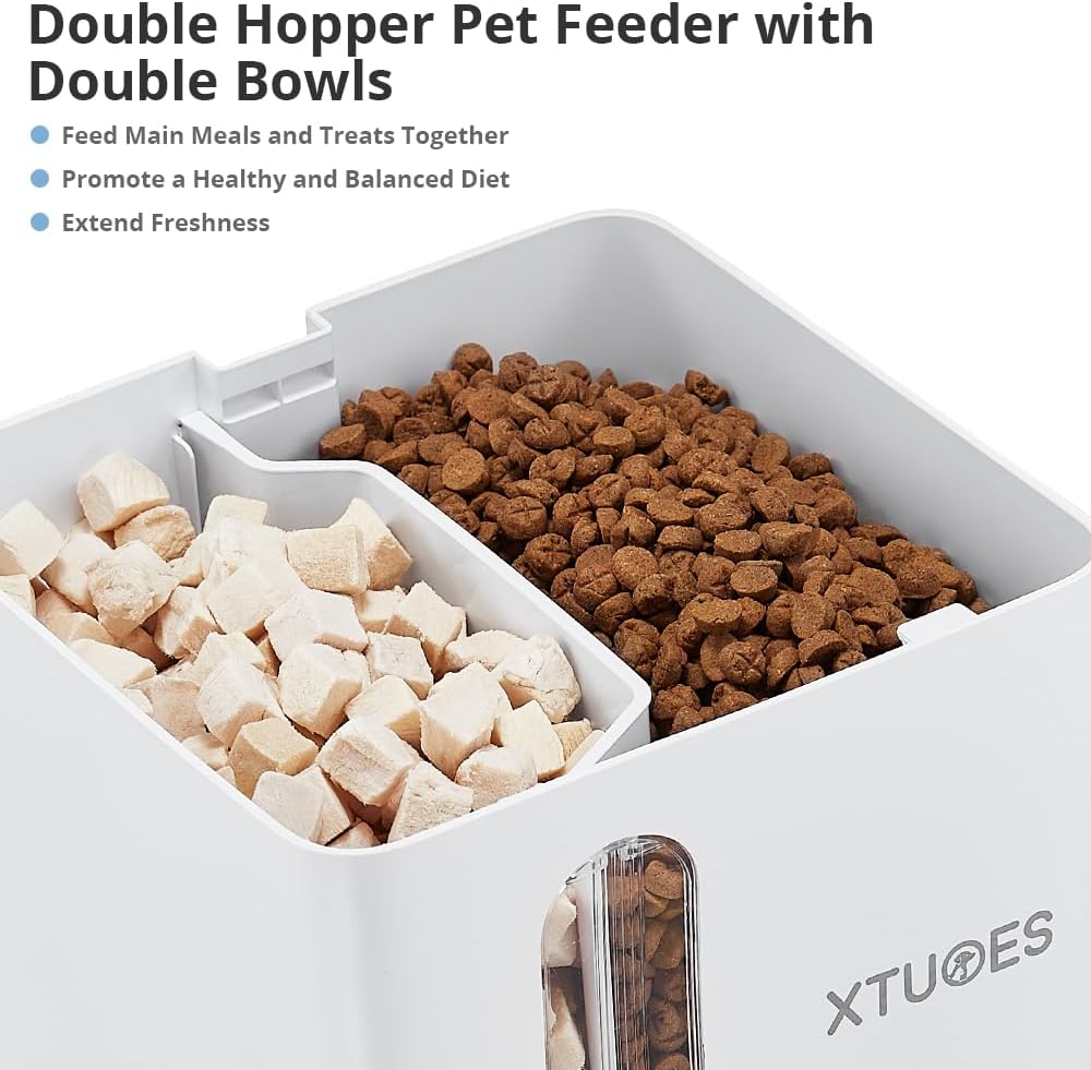 Comederos automáticos para gatos, dispensador automático de alimentos para gatos con doble tolva con preservación de frescura, comederos