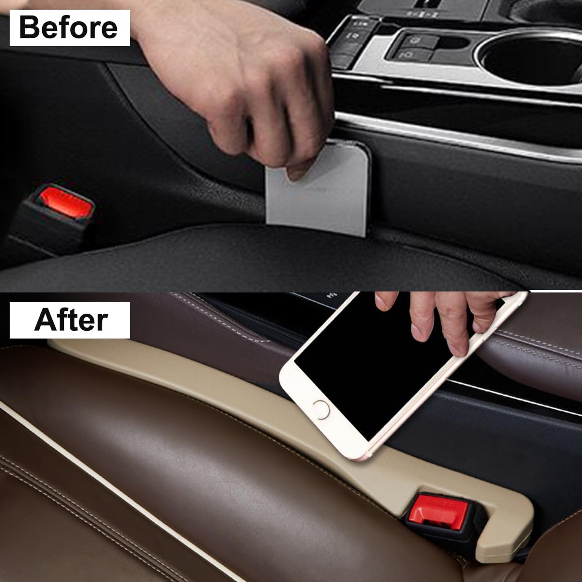 LYCARESUN Paquete de 2 rellenos de espacio para asiento de automóvil, tapón universal para asiento de automóvil para llenar el espacio entre el