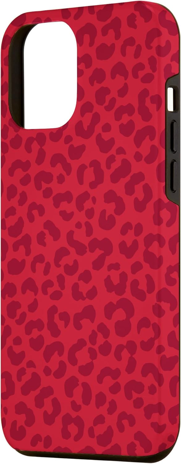 Carcasa para iPhone 14 Pro Max con estampado de leopardo, guepardo y animal, color rojo claro