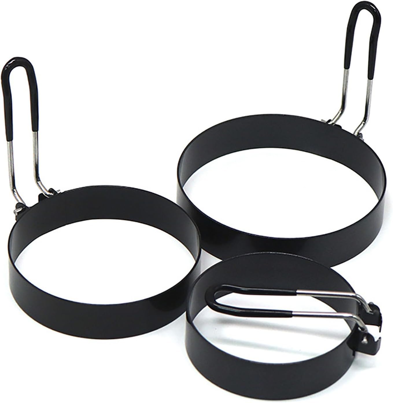 Juego de anillos de huevo de acero inoxidable, molde redondo para tortitas de huevo con asa, molde antiadherente para huevos, molde para panqueques