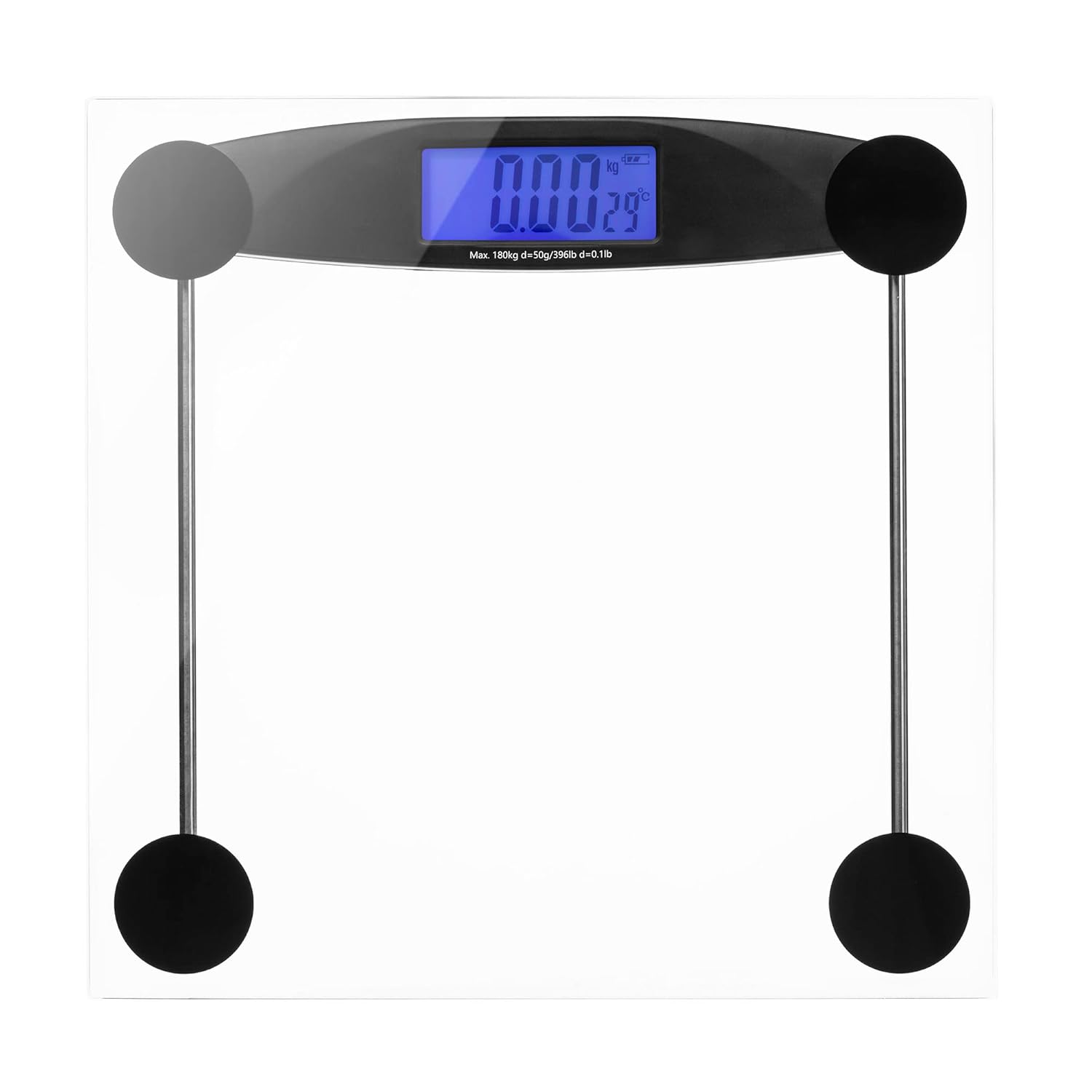 Poplar Home Products Báscula digital de baño para un peso corporal preciso, báscula de vidrio transparente ultra fina, diseño de paso automático, 4