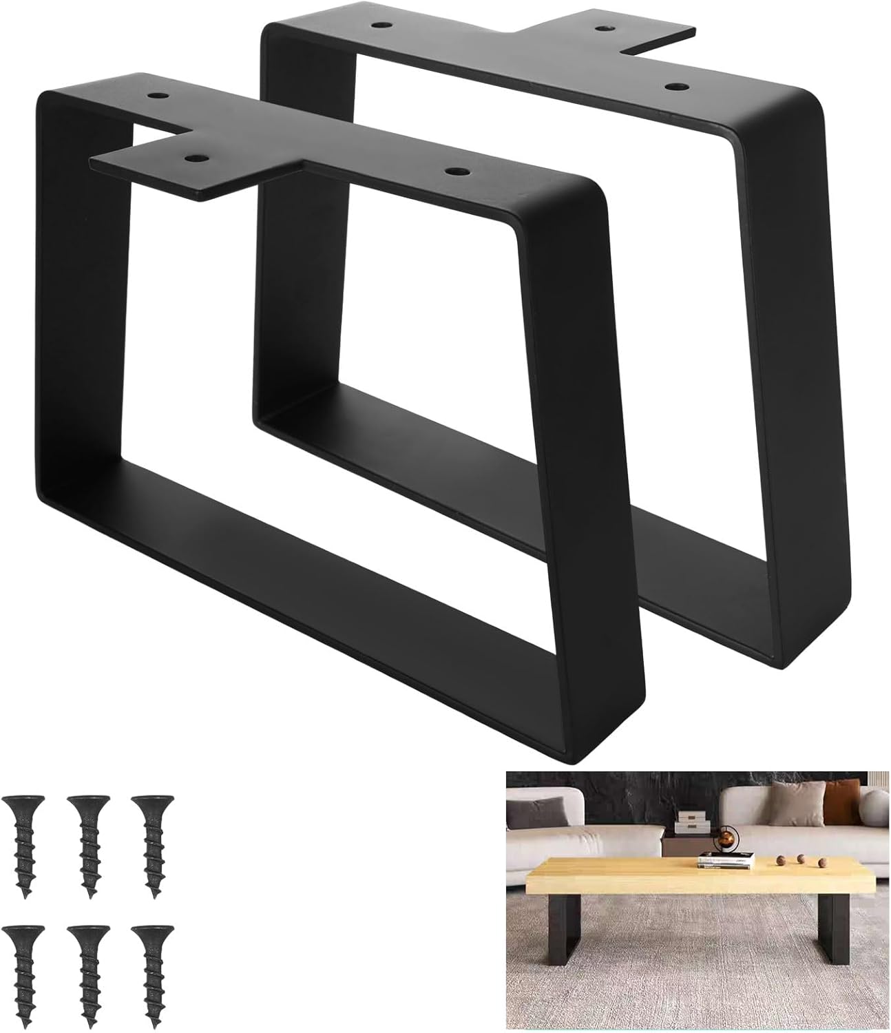 2 patas trapezoidales de metal de 6 pulgadas, patas negras para muebles, patas de mesa Fuirnture para armarios de TV de bricolaje, banco, mesitas de