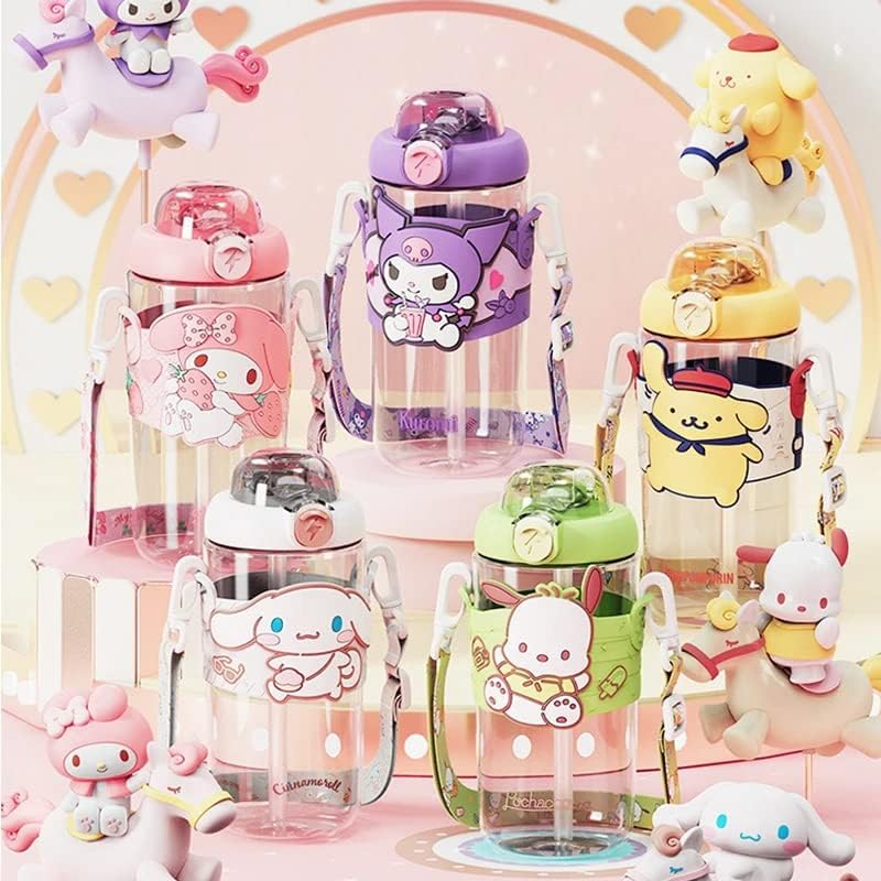 Vozuko Botella de agua de anime para mujeres y niñas, bonita taza de agua aislada, taza deportiva, escuela, al aire libre, viajes, regalo de