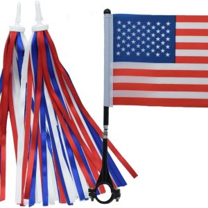 Serpentinas patrióticas de bicicleta y bandera estadounidense para manillar de bicicleta, decoración de bicicleta del 4 de julio, rojo, azul y blanco Serpentinas patrióticas de bicicleta y bandera estadounidense para manillar de bicicleta, decoración de bicicleta del 4 de julio, rojo, azul y blanco