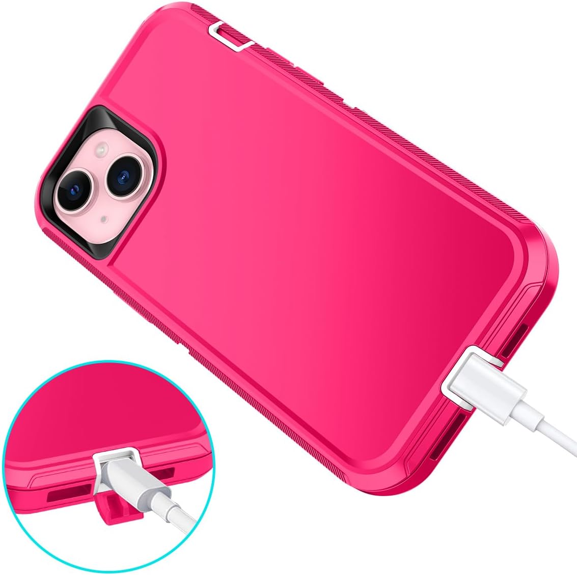 I-HONVA Funda para iPhone 15 Plus a prueba de golpes, a prueba de polvo y caídas, 3 capas de protección de cuerpo completo sin protector de