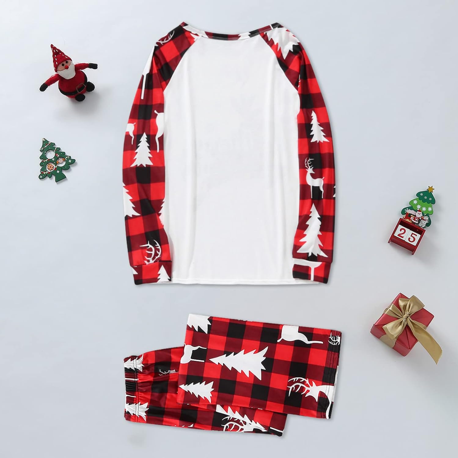 ADUWOAN Pijamas de Navidad para la familia, conjunto de pijamas de Navidad 2023, ropa de dormir divertida con estampado de Papá Noel, pijamas