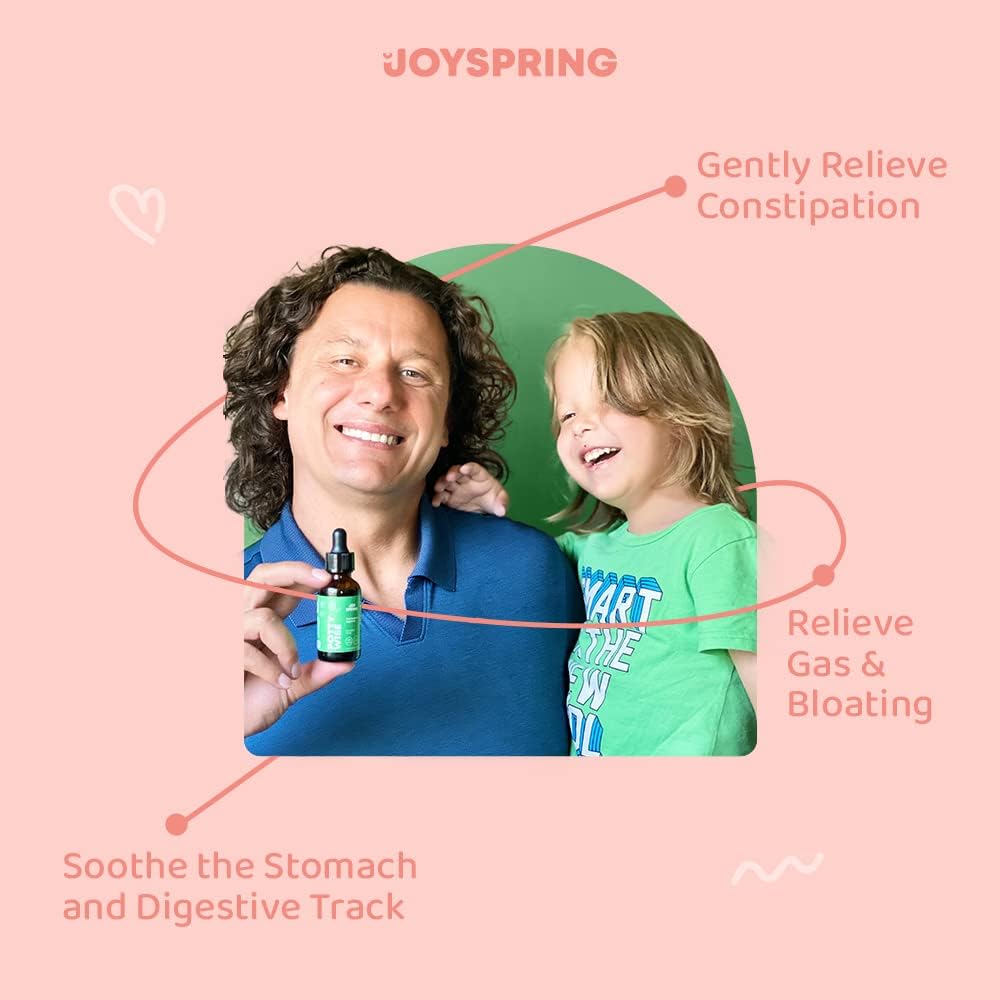 JoySpring Suavizante de heces para niños, alivio del estreñimiento líquido para niños y gomitas tranquilas, suplemento de apoyo al estado de ánimo