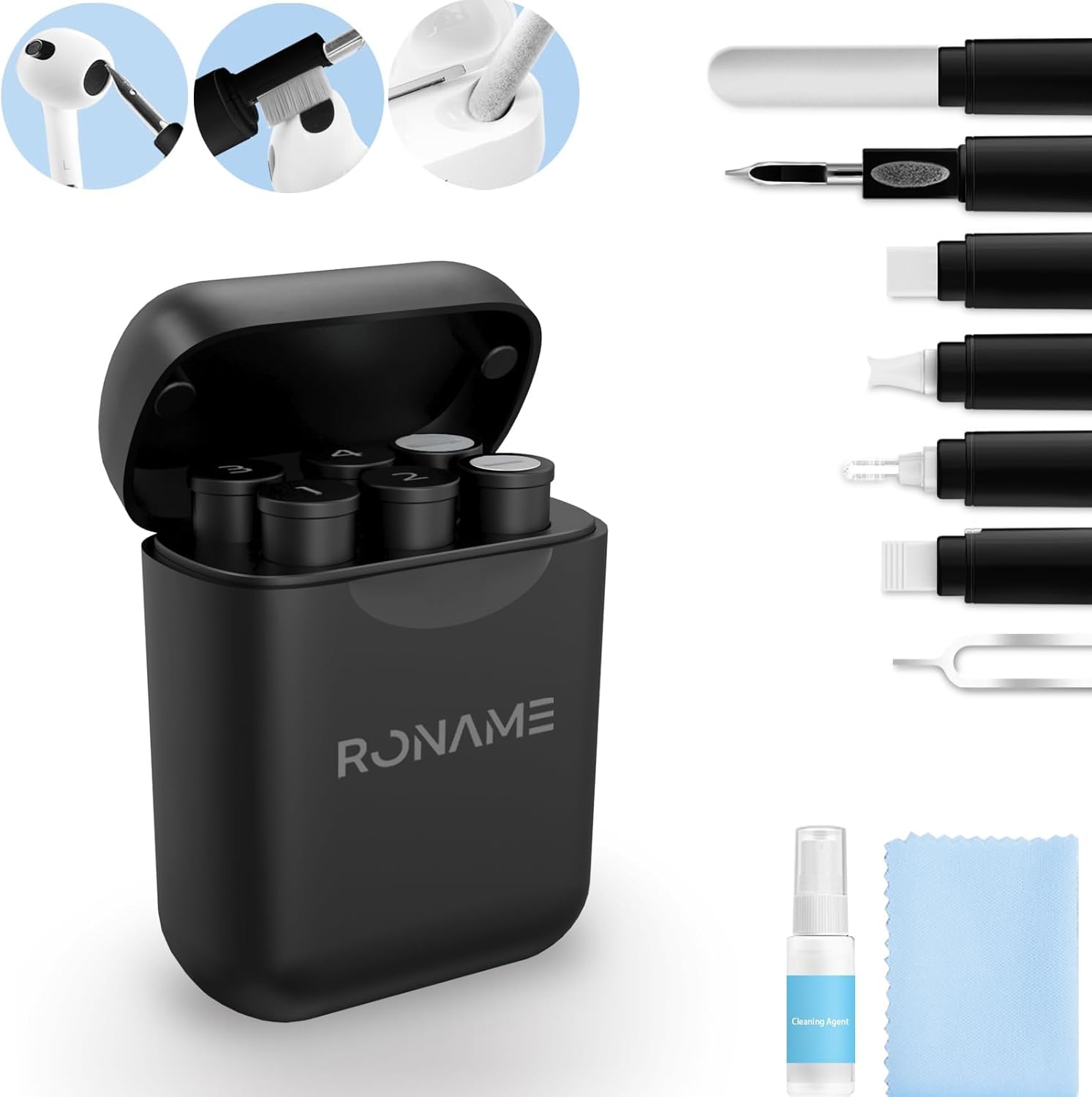 Kit de limpieza para Airpod, kit de limpieza de iPhone, kit de limpieza multifunción para Airpod, cepillo suave para puerto de carga de teléfono,