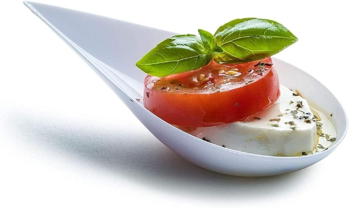 DLux 500 mini platos para aperitivos de 4 pulgadas, cucharas de plástico blanco reutilizables, platos de postres y aperitivos, platos para servir,