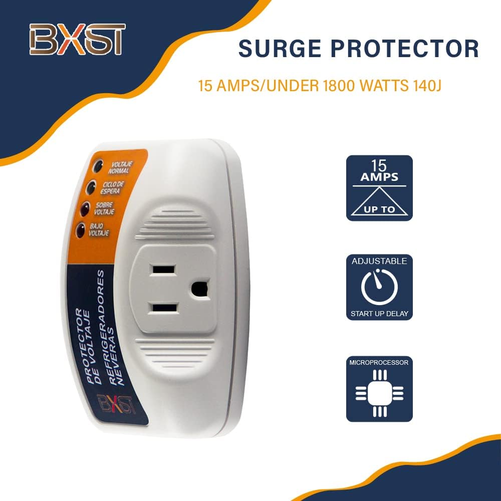 GIDEON Protector de sobretensión, regleta de alimentación de una salida, protección de 120 V, 140 J, 1440 vatios, eléctrico automático seguro sobre