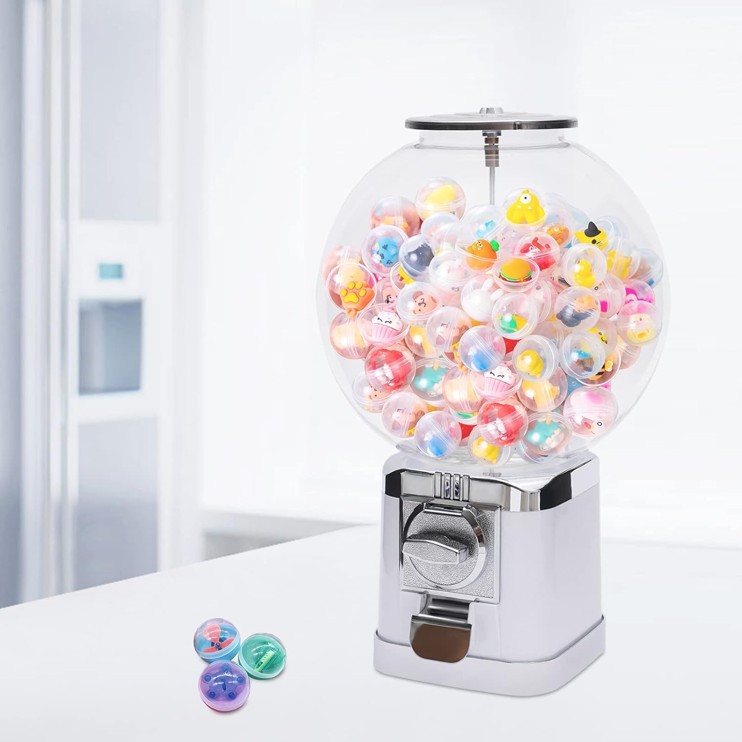 Máquinas expendedoras blancas, máquina de chicles de caramelo para caramelos de 1.26 pulgadas, dispensador de caramelos de chicle para niños,