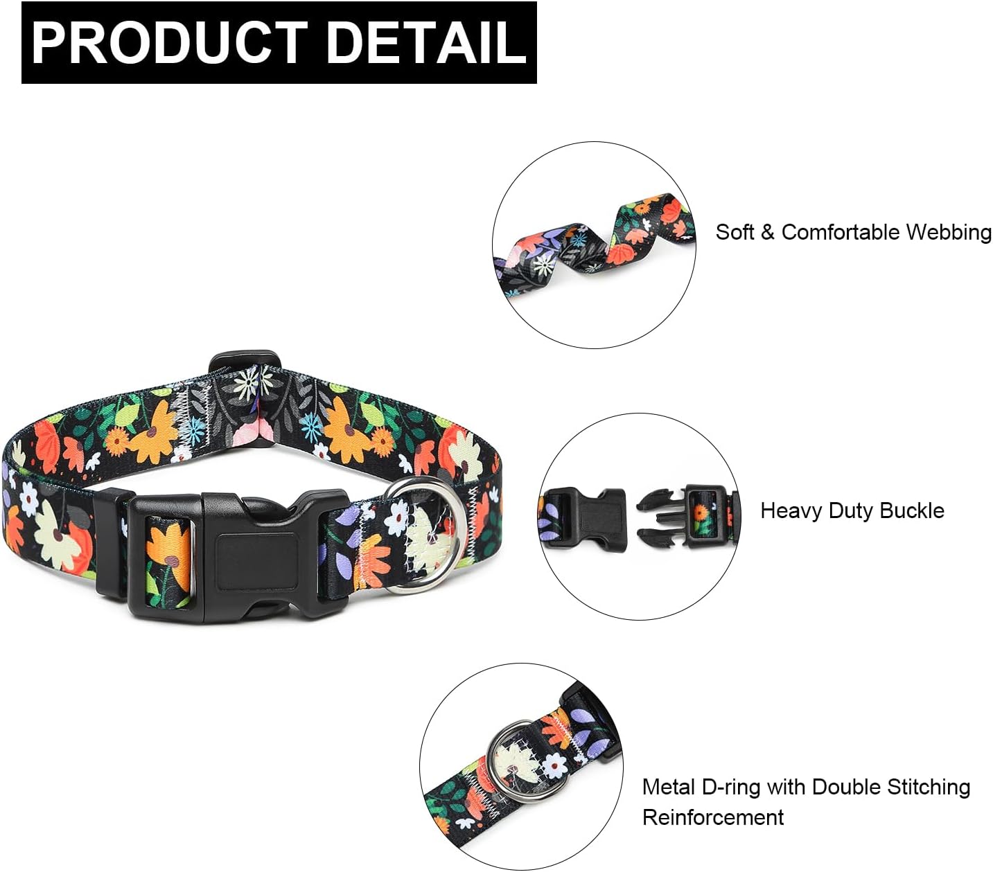 Mercano Collar ajustable para perro  Patrones de diseño especial, collar de nailon suave cómodo y duradero para mascotas para perros pequeños,