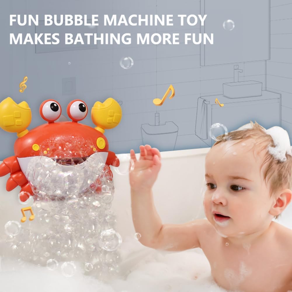 Máquina de hacer burbujas de cangrejo para baño, soplador de espuma para hacer burbujas, juguete musical de rima para bebés, niños, feliz tina,