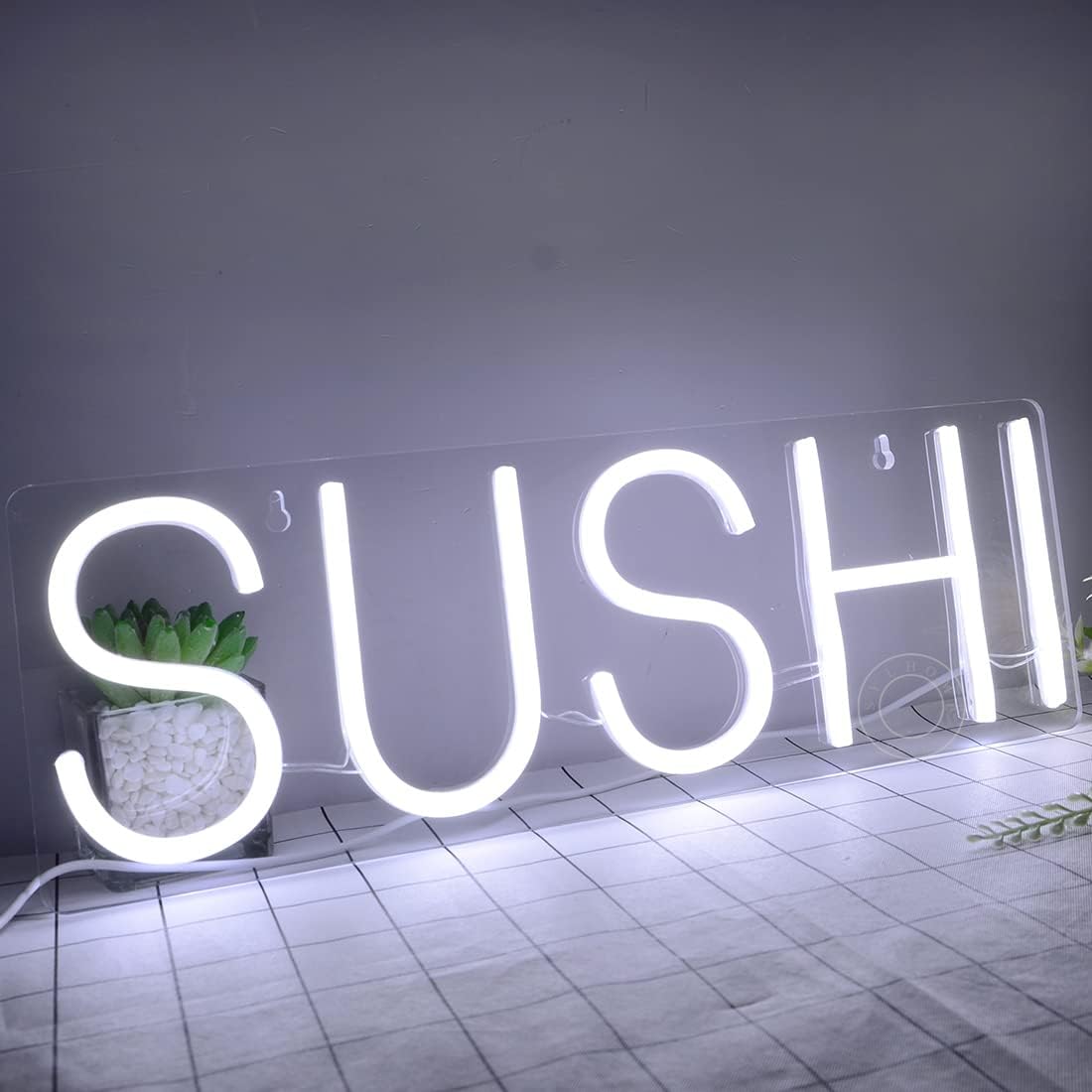 SYLHOME SUSHI – Letrero de luz LED de neón para negocios, decoración para colgar en ventanas, restaurante, pancarta publicitaria, mesa de sushi,