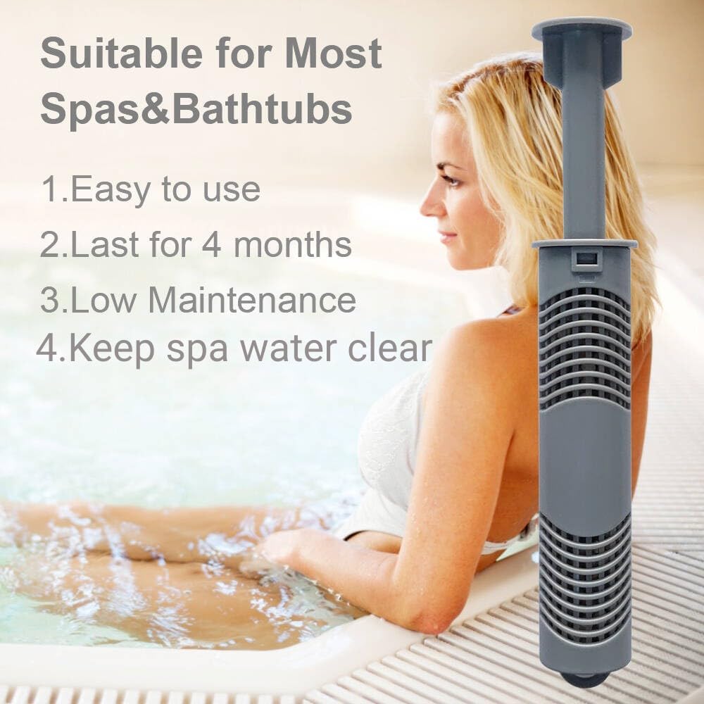 Palo mineral de spa, filtro Ag+, cartucho de iones plateados con 4 meses de vida útil universal para bañera de hidromasaje, mantiene el agua limpia