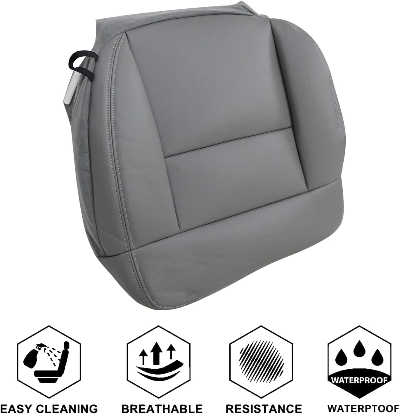 Funda de asiento de repuesto para parte inferior del conductor, piel de microfibra gris, compatible con Ford F150 Lariat 2004 2005 2006 2007 2008