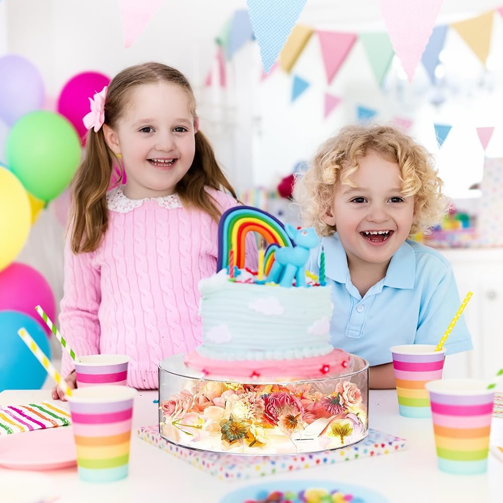 Soporte de acrílico transparente para tartas de bodas 3 piezas redondas de cumpleaños rellenables soportes para tartas para fiesta con luces LED –